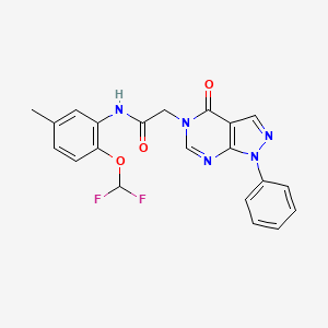 molecular formula C21H17F2N5O3 B4570904 N-[2-(二氟甲氧基)-5-甲基苯基]-2-(4-氧代-1-苯基-1,4-二氢-5H-吡唑并[3,4-d]嘧啶-5-基)乙酰胺 