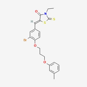 molecular formula C22H22BrNO3S2 B4570937 (5Z)-5-[[3-bromo-4-[3-(3-methylphenoxy)propoxy]phenyl]methylidene]-3-ethyl-2-sulfanylidene-1,3-thiazolidin-4-one 