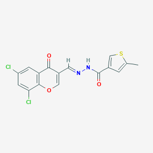 molecular formula C16H10Cl2N2O3S B457096 N'-[(6,8-dichloro-4-oxo-4H-chromen-3-yl)methylene]-5-methyl-3-thiophenecarbohydrazide 