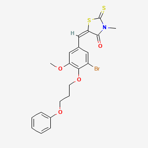 molecular formula C21H20BrNO4S2 B4570969 (5E)-5-[[3-bromo-5-methoxy-4-(3-phenoxypropoxy)phenyl]methylidene]-3-methyl-2-sulfanylidene-1,3-thiazolidin-4-one 