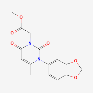 molecular formula C15H14N2O6 B4571014 甲基[3-(1,3-苯并二氧杂-5-基)-4-甲基-2,6-二氧代-3,6-二氢-1(2H)-嘧啶基]乙酸酯 