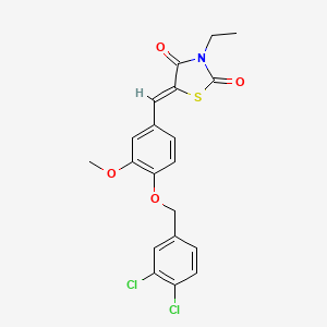 molecular formula C20H17Cl2NO4S B4571022 5-{4-[(3,4-dichlorobenzyl)oxy]-3-methoxybenzylidene}-3-ethyl-1,3-thiazolidine-2,4-dione 