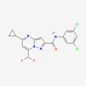 molecular formula C17H12Cl2F2N4O B4571027 5-cyclopropyl-N-(3,5-dichlorophenyl)-7-(difluoromethyl)pyrazolo[1,5-a]pyrimidine-2-carboxamide 