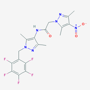 molecular formula C19H17F5N6O3 B457103 2-(3,5-dimethyl-4-nitro-1H-pyrazol-1-yl)-N-[3,5-dimethyl-1-(pentafluorobenzyl)-1H-pyrazol-4-yl]acetamide 