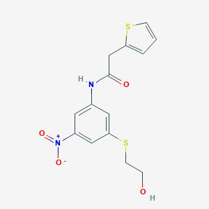 molecular formula C14H14N2O4S2 B457108 N-{3-[(2-hydroxyethyl)sulfanyl]-5-nitrophenyl}-2-(2-thienyl)acetamide 