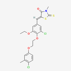 molecular formula C22H21Cl2NO4S2 B4571098 (5Z)-5-{3-chloro-4-[2-(4-chloro-3-methylphenoxy)ethoxy]-5-ethoxybenzylidene}-3-methyl-2-thioxo-1,3-thiazolidin-4-one 