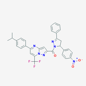 2-[(5-{4-nitrophenyl}-3-phenyl-4,5-dihydro-1H-pyrazol-1-yl)carbonyl]-5-(4-isopropylphenyl)-7-(trifluoromethyl)pyrazolo[1,5-a]pyrimidine