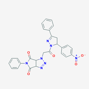 molecular formula C27H21N7O5 B457120 1-[2-(5-{4-nitrophenyl}-3-phenyl-4,5-dihydro-1H-pyrazol-1-yl)-2-oxoethyl]-5-phenyl-3a,6a-dihydropyrrolo[3,4-d][1,2,3]triazole-4,6(1H,5H)-dione 