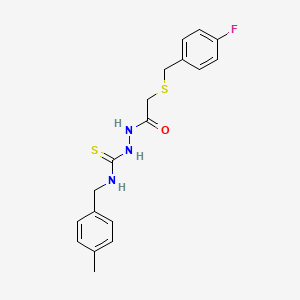 molecular formula C18H20FN3OS2 B4571203 2-{[(4-fluorobenzyl)thio]acetyl}-N-(4-methylbenzyl)hydrazinecarbothioamide 