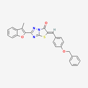 molecular formula C27H19N3O3S B4571235 5-[4-(benzyloxy)benzylidene]-2-(3-methyl-1-benzofuran-2-yl)[1,3]thiazolo[3,2-b][1,2,4]triazol-6(5H)-one 