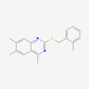 molecular formula C19H20N2S B4571255 4,6,7-Trimethyl-2-[(2-methylbenzyl)sulfanyl]quinazoline 