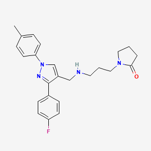 molecular formula C24H27FN4O B4571302 1-[3-({[3-(4-氟苯基)-1-(4-甲基苯基)-1H-吡唑-4-基]甲基}氨基)丙基]-2-吡咯烷酮 