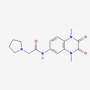 molecular formula C16H20N4O3 B4571308 N-(1,4-二甲基-2,3-二氧代-1,2,3,4-四氢-6-喹喔啉基)-2-(1-吡咯烷基)乙酰胺 