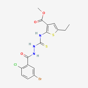 molecular formula C16H15BrClN3O3S2 B4571318 methyl 2-({[2-(5-bromo-2-chlorobenzoyl)hydrazino]carbonothioyl}amino)-5-ethyl-3-thiophenecarboxylate 