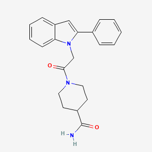 molecular formula C22H23N3O2 B4571326 1-[(2-苯基-1H-吲哚-1-基)乙酰基]-4-哌啶甲酰胺 