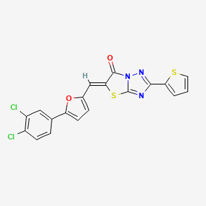 molecular formula C19H9Cl2N3O2S2 B4571345 5-{[5-(3,4-二氯苯基)-2-呋喃基]亚甲基}-2-(2-噻吩基)[1,3]噻唑并[3,2-b][1,2,4]三唑-6(5H)-酮 