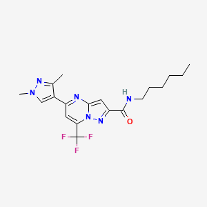 molecular formula C19H23F3N6O B4571346 5-(1,3-二甲基-1H-吡唑-4-基)-N-己基-7-(三氟甲基)吡唑并[1,5-a]嘧啶-2-甲酰胺 