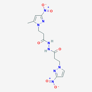 molecular formula C13H16N8O6 B457136 3-(5-methyl-3-nitro-1H-pyrazol-1-yl)-N'-[3-(3-nitro-1H-pyrazol-1-yl)propanoyl]propanehydrazide 