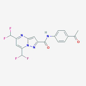molecular formula C17H12F4N4O2 B457137 N-(4-acetylphenyl)-5,7-bis(difluoromethyl)pyrazolo[1,5-a]pyrimidine-2-carboxamide 