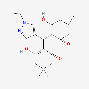 molecular formula C22H30N2O4 B4571422 2,2'-[(1-ethyl-1H-pyrazol-4-yl)methylene]bis(3-hydroxy-5,5-dimethyl-2-cyclohexen-1-one) 