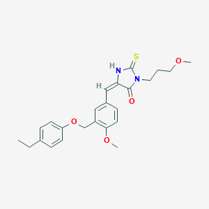 molecular formula C24H28N2O4S B457143 5-{3-[(4-Ethylphenoxy)methyl]-4-methoxybenzylidene}-3-(3-methoxypropyl)-2-thioxo-4-imidazolidinone 