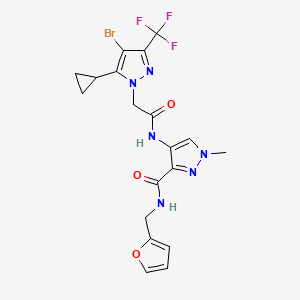 molecular formula C19H18BrF3N6O3 B4571441 4-({[4-溴-5-环丙基-3-(三氟甲基)-1H-吡唑-1-基]乙酰}氨基)-N-(2-呋喃基甲基)-1-甲基-1H-吡唑-3-甲酰胺 