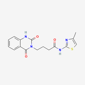 molecular formula C16H16N4O3S B4571453 4-(2,4-二氧代-1,4-二氢-3(2H)-喹唑啉基)-N-(4-甲基-1,3-噻唑-2-基)丁酰胺 