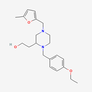 molecular formula C21H30N2O3 B4571489 2-{1-(4-ethoxybenzyl)-4-[(5-methyl-2-furyl)methyl]-2-piperazinyl}ethanol 