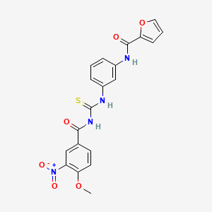 molecular formula C20H16N4O6S B4571509 N-[3-({[(4-METHOXY-3-NITROPHENYL)FORMAMIDO]METHANETHIOYL}AMINO)PHENYL]FURAN-2-CARBOXAMIDE 