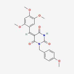 (5E)-1-[(4-methoxyphenyl)methyl]-5-[(2,4,5-trimethoxyphenyl)methylidene]-1,3-diazinane-2,4,6-trione