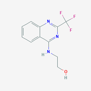 molecular formula C11H10F3N3O B4571538 2-{[2-(三氟甲基)-4-喹唑啉基]氨基}乙醇 