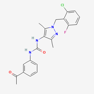 molecular formula C21H20ClFN4O2 B4571540 N-(3-acetylphenyl)-N'-[1-(2-chloro-6-fluorobenzyl)-3,5-dimethyl-1H-pyrazol-4-yl]urea 