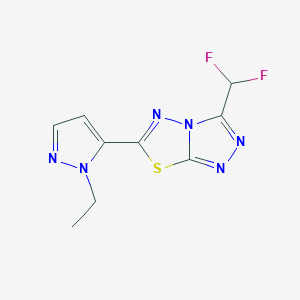 molecular formula C9H8F2N6S B4571545 3-(difluoromethyl)-6-(1-ethyl-1H-pyrazol-5-yl)[1,2,4]triazolo[3,4-b][1,3,4]thiadiazole 