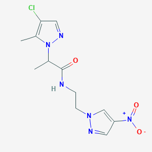 molecular formula C12H15ClN6O3 B457156 2-(4-chloro-5-methyl-1H-pyrazol-1-yl)-N-(2-{4-nitro-1H-pyrazol-1-yl}ethyl)propanamide 