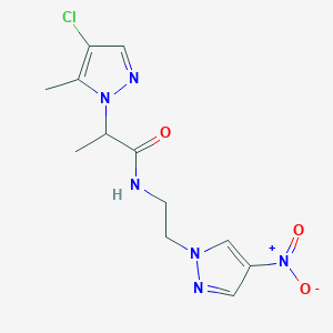 molecular formula C12H15ClN6O3 B457156 2-(4-chloro-5-methyl-1H-pyrazol-1-yl)-N-[2-(4-nitro-1H-pyrazol-1-yl)ethyl]propanamide 