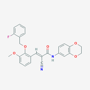 2-cyano-N-(2,3-dihydro-1,4-benzodioxin-6-yl)-3-{2-[(2-fluorobenzyl)oxy]-3-methoxyphenyl}acrylamide