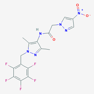 molecular formula C17H13F5N6O3 B457161 N-[3,5-dimethyl-1-(pentafluorobenzyl)-1H-pyrazol-4-yl]-2-(4-nitro-1H-pyrazol-1-yl)acetamide 