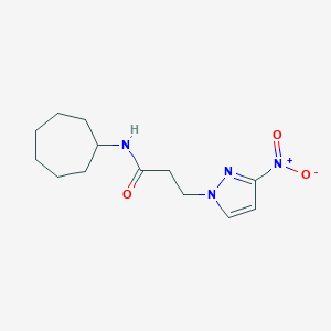 molecular formula C13H20N4O3 B457162 N-cycloheptyl-3-{3-nitro-1H-pyrazol-1-yl}propanamide 