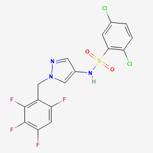 molecular formula C16H9Cl2F4N3O2S B4571646 2,5-二氯-N-[1-(2,3,4,6-四氟苄基)-1H-吡唑-4-基]苯磺酰胺 