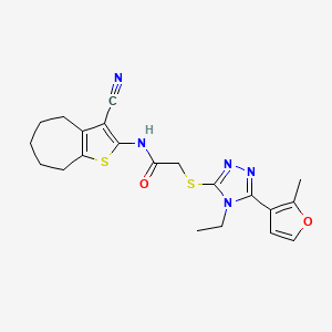 N-(3-CYANO-5,6,7,8-TETRAHYDRO-4H-CYCLOHEPTA[B]THIOPHEN-2-YL)-2-{[4-ETHYL-5-(2-METHYL-3-FURYL)-4H-1,2,4-TRIAZOL-3-YL]SULFANYL}ACETAMIDE