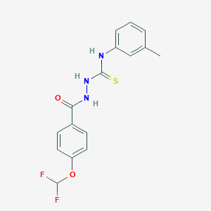 molecular formula C16H15F2N3O2S B457167 2-[4-(difluoromethoxy)benzoyl]-N-(3-methylphenyl)hydrazinecarbothioamide 