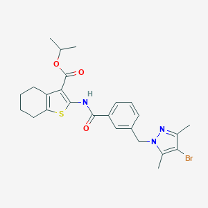 isopropyl 2-({3-[(4-bromo-3,5-dimethyl-1H-pyrazol-1-yl)methyl]benzoyl}amino)-4,5,6,7-tetrahydro-1-benzothiophene-3-carboxylate