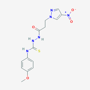 molecular formula C14H16N6O4S B457170 2-(3-{4-nitro-1H-pyrazol-1-yl}propanoyl)-N-(4-methoxyphenyl)hydrazinecarbothioamide 