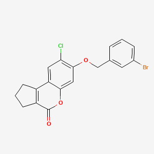 molecular formula C19H14BrClO3 B4571702 7-[(3-溴苄基)氧基]-8-氯-2,3-二氢环戊[c]色烯-4(1H)-酮 