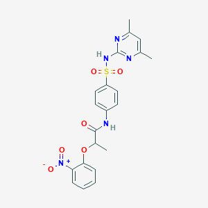 molecular formula C21H21N5O6S B457173 N-{4-[(4,6-dimethylpyrimidin-2-yl)sulfamoyl]phenyl}-2-(2-nitrophenoxy)propanamide 