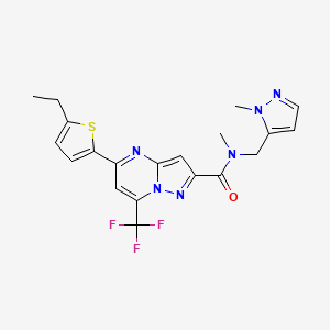 molecular formula C20H19F3N6OS B4571739 5-(5-乙基-2-噻吩基)-N-甲基-N-[(1-甲基-1H-吡唑-5-基)甲基]-7-(三氟甲基)吡唑并[1,5-a]嘧啶-2-甲酰胺 