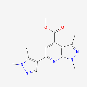 molecular formula C15H17N5O2 B4571749 6-(1,5-二甲基-1H-吡唑-4-基)-1,3-二甲基-1H-吡唑并[3,4-b]吡啶-4-甲酸甲酯 