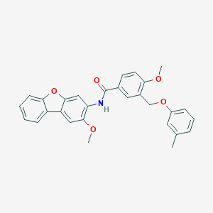 molecular formula C29H25NO5 B457180 4-methoxy-N-(2-methoxydibenzo[b,d]furan-3-yl)-3-[(3-methylphenoxy)methyl]benzamide 