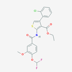 molecular formula C22H18ClF2NO5S B457183 Ethyl 4-(2-chlorophenyl)-2-{[4-(difluoromethoxy)-3-methoxybenzoyl]amino}-3-thiophenecarboxylate 