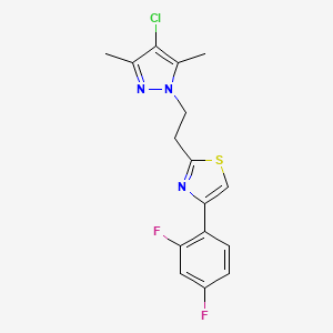 molecular formula C16H14ClF2N3S B4571878 2-[2-(4-chloro-3,5-dimethyl-1H-pyrazol-1-yl)ethyl]-4-(2,4-difluorophenyl)-1,3-thiazole 